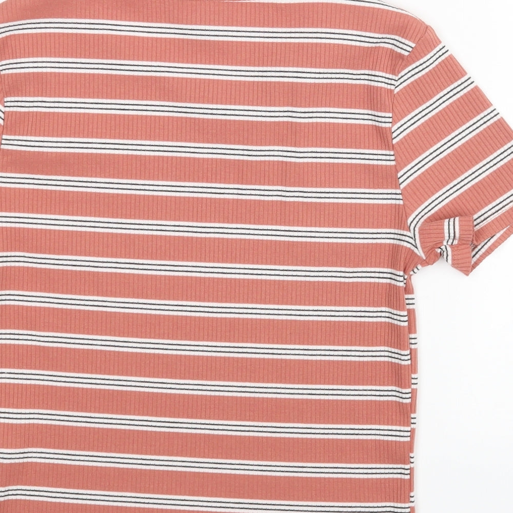 New Look Womens Brown Striped  Basic Blouse Size 12