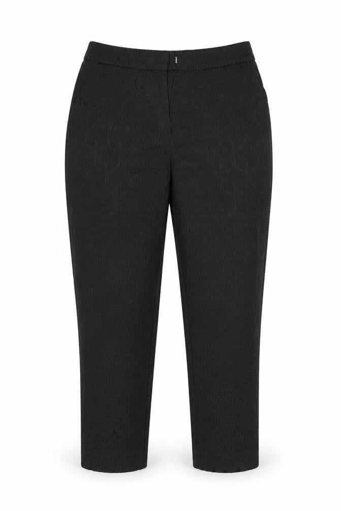 Front view of Soon women’s black trousers, size UK 12, 22.5-inch leg