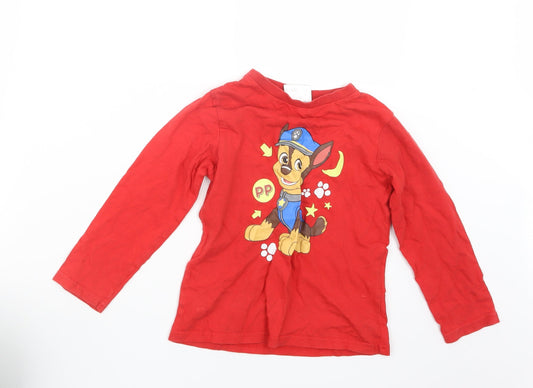 Paw Petrol Boys Red Geometric   Pyjama Top Size 5-6 Years  - Paw Patrol