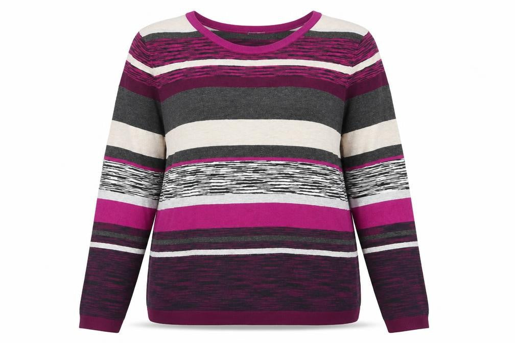 Country Casuals Womens Purple Striped Knit Pullover Jumper Size XL