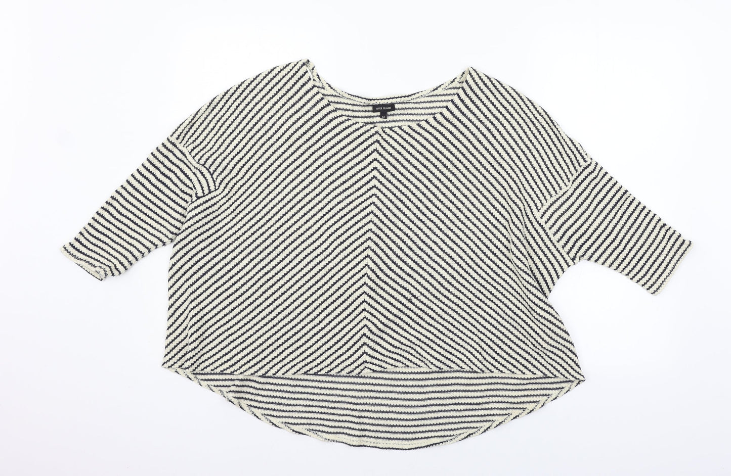River Island Womens Blue Striped Knit Pullover Jumper Size 14