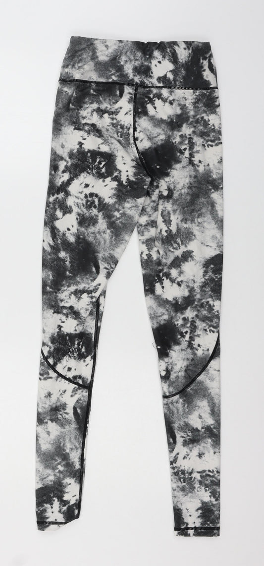 PRETTYLITTLETHING Womens Grey Tie Dye Jersey Capri Leggings Size 4 L28 in