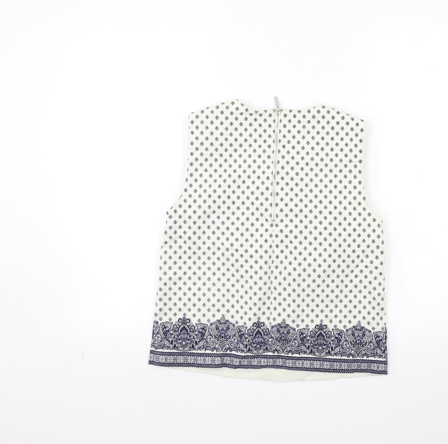 Eliane Rose Womens White Geometric  Basic Tank Size 10