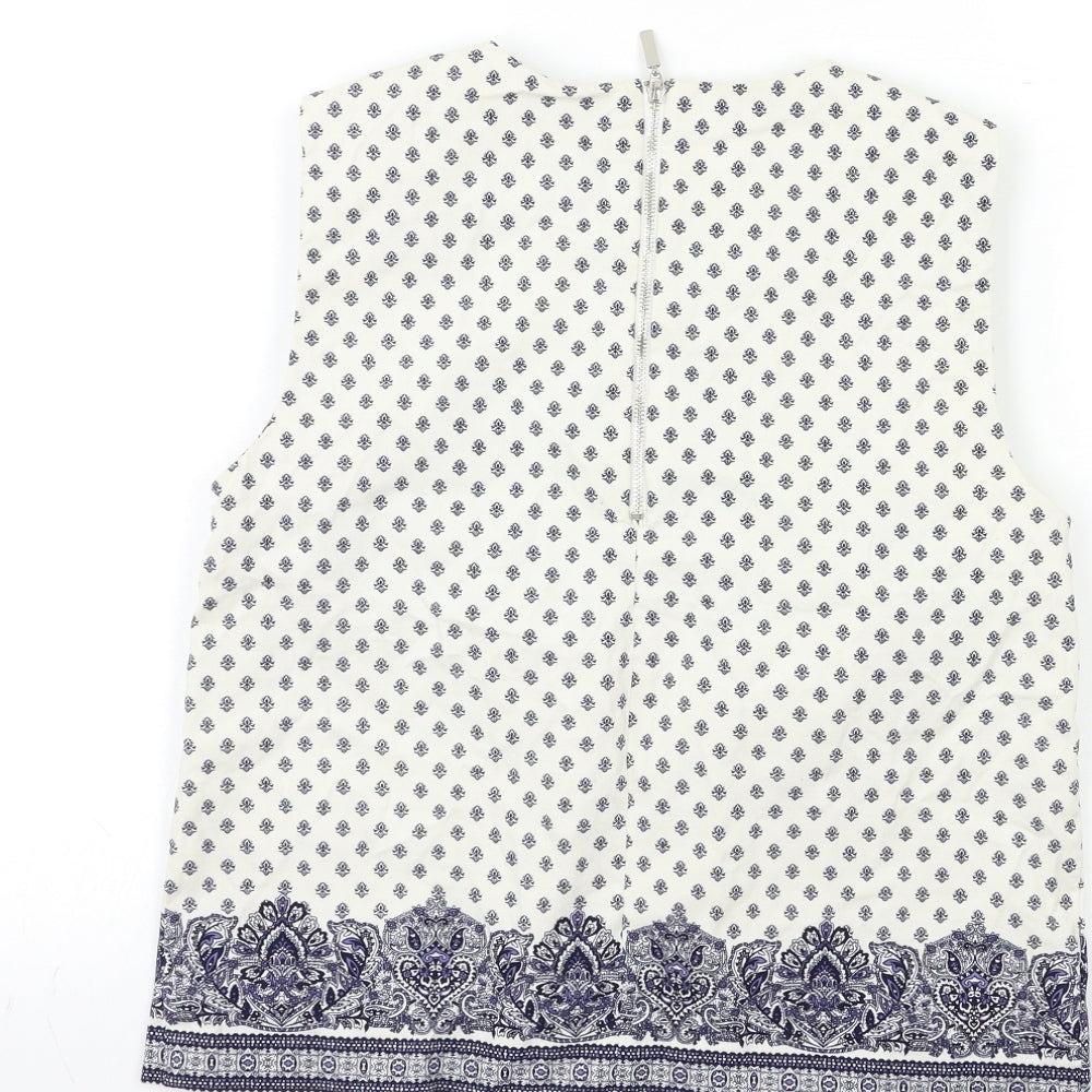 Eliane Rose Womens White Geometric  Basic Tank Size 10