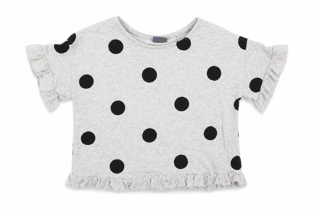 Front view of Next Baby Grey Polka Dot Basic T-Shirt, size 12, Months