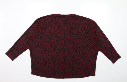 Very Womens Red Animal Print  Pullover Sweatshirt Size 18