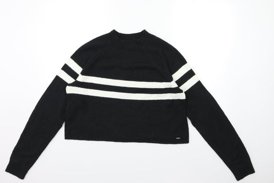 Hollister Womens Grey Striped Knit Pullover Jumper Size L