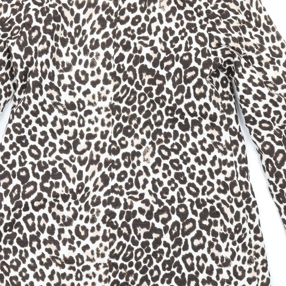 H&M Womens Brown Animal Print  Jacket Blazer Size 8