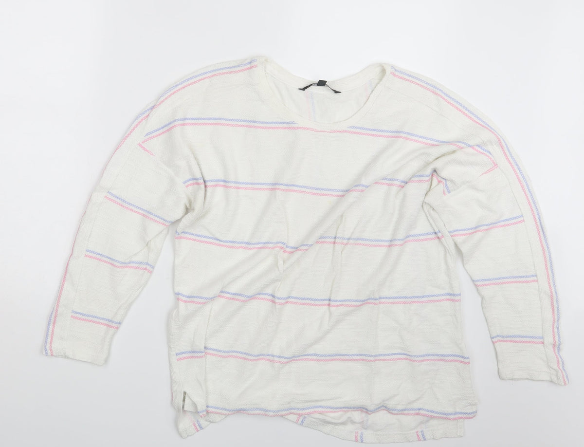 Love Leisure  Womens White Striped  Pullover Jumper Size 14