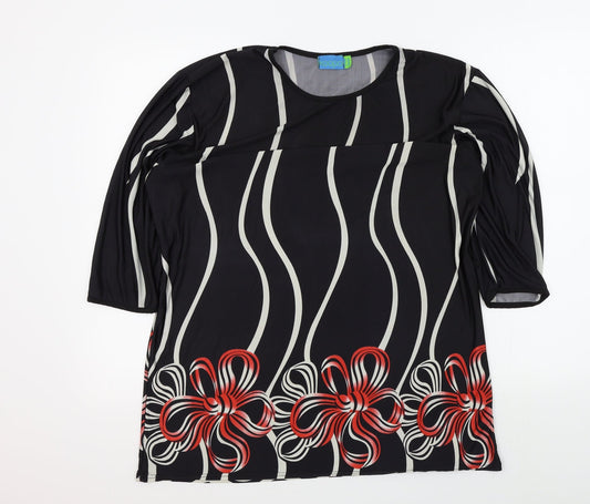 KOOPOL Womens Black Geometric  Basic T-Shirt One Size
