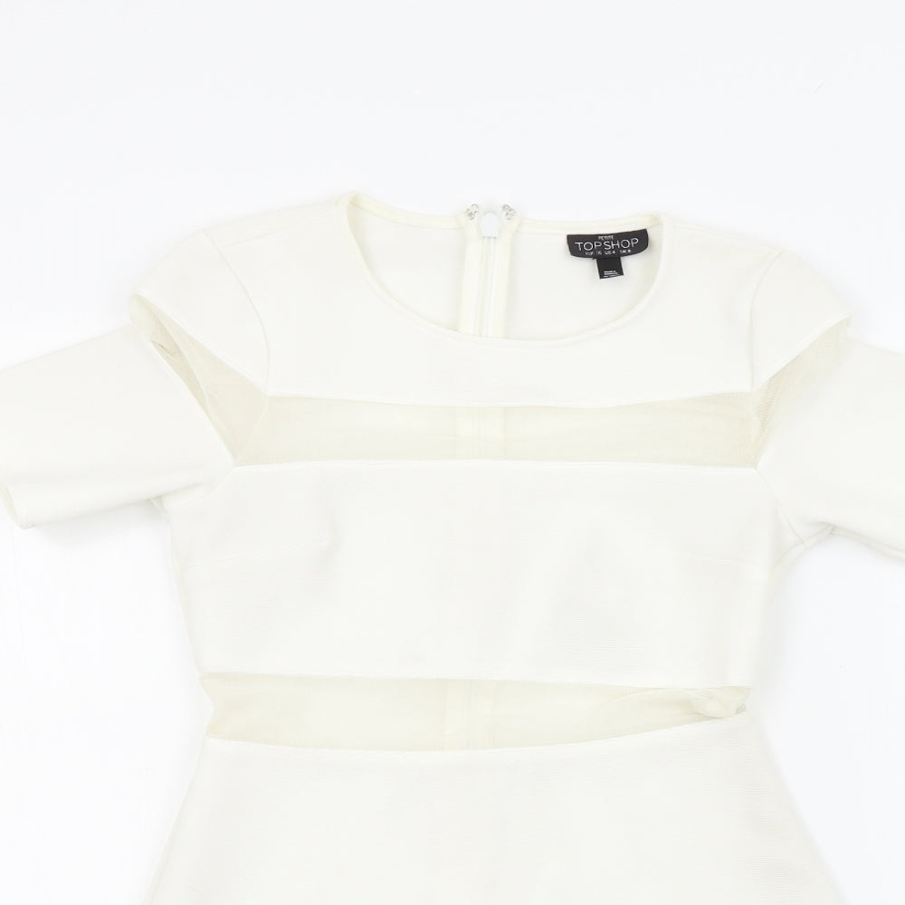 Topshop Womens White   Fit & Flare  Size 8