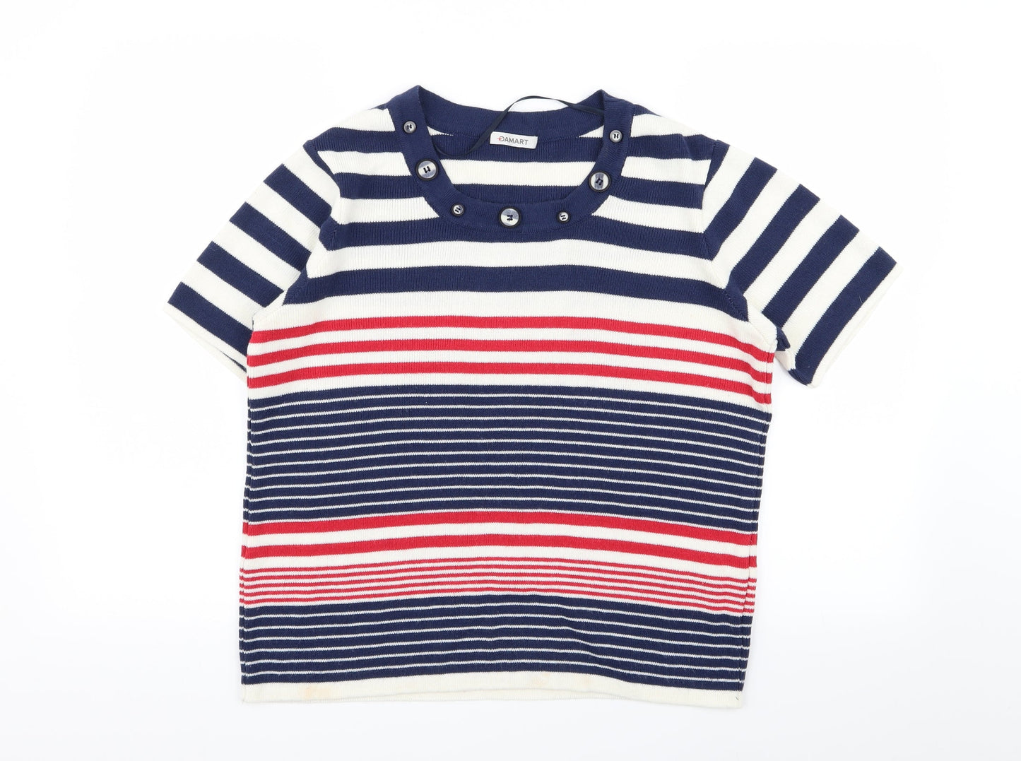 Damart Womens Multicoloured Striped  Basic T-Shirt Size 14