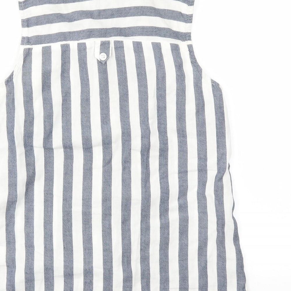 Wearhouse Womens Blue Striped  Basic T-Shirt Size 8
