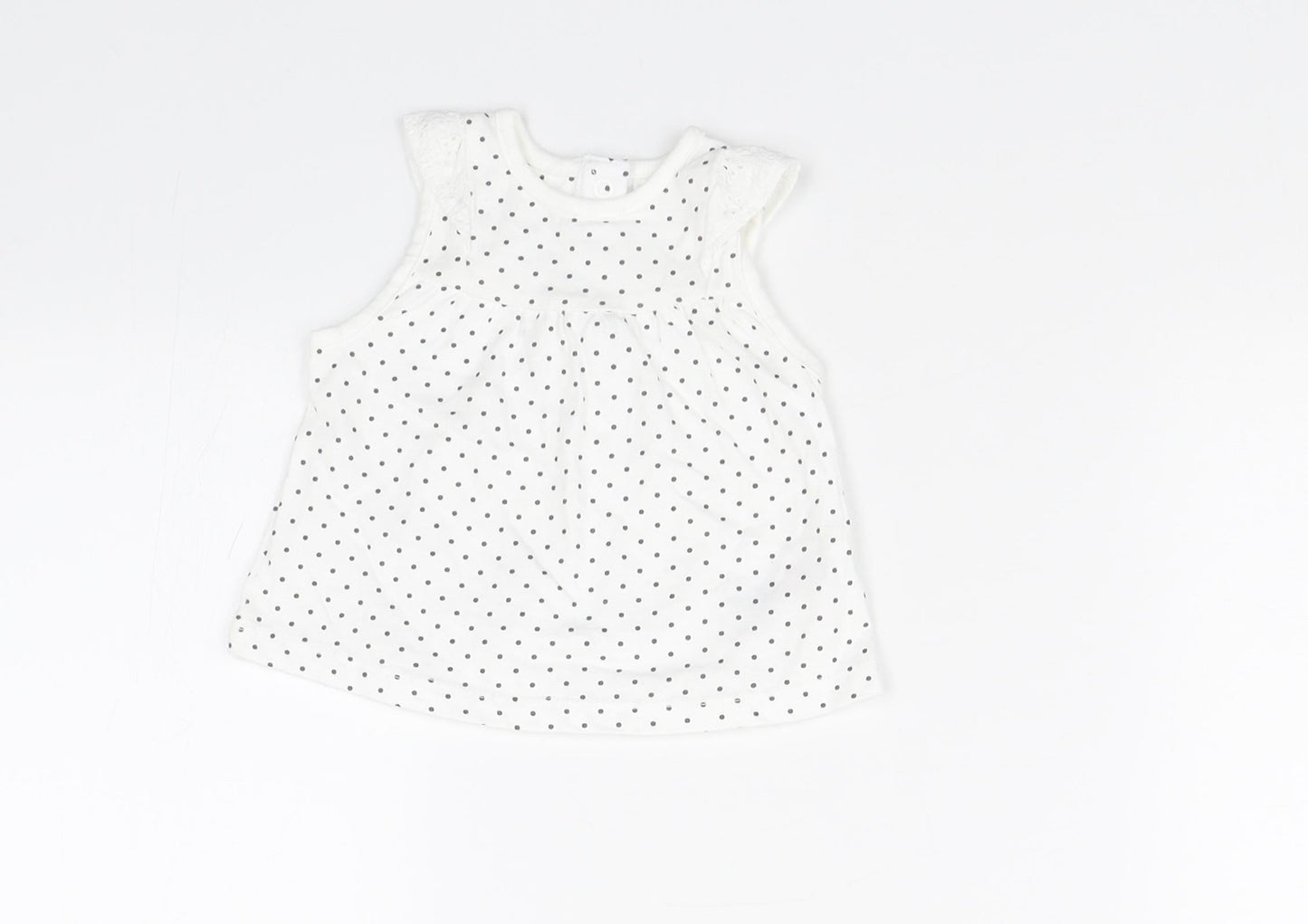 Nutmeg Baby White Polka Dot  Basic Tank Size Newborn