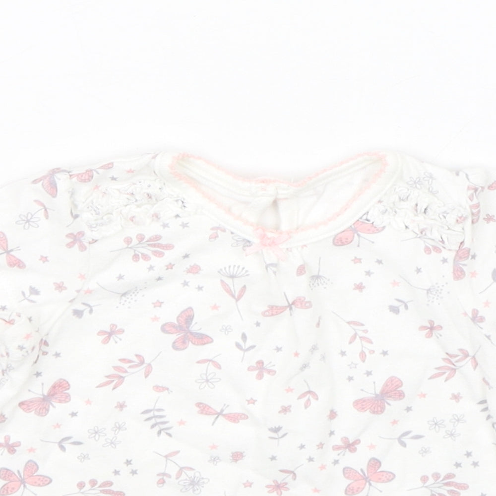 George Girls White Floral  Basic T-Shirt Size 0-3 Months  - Butterflies