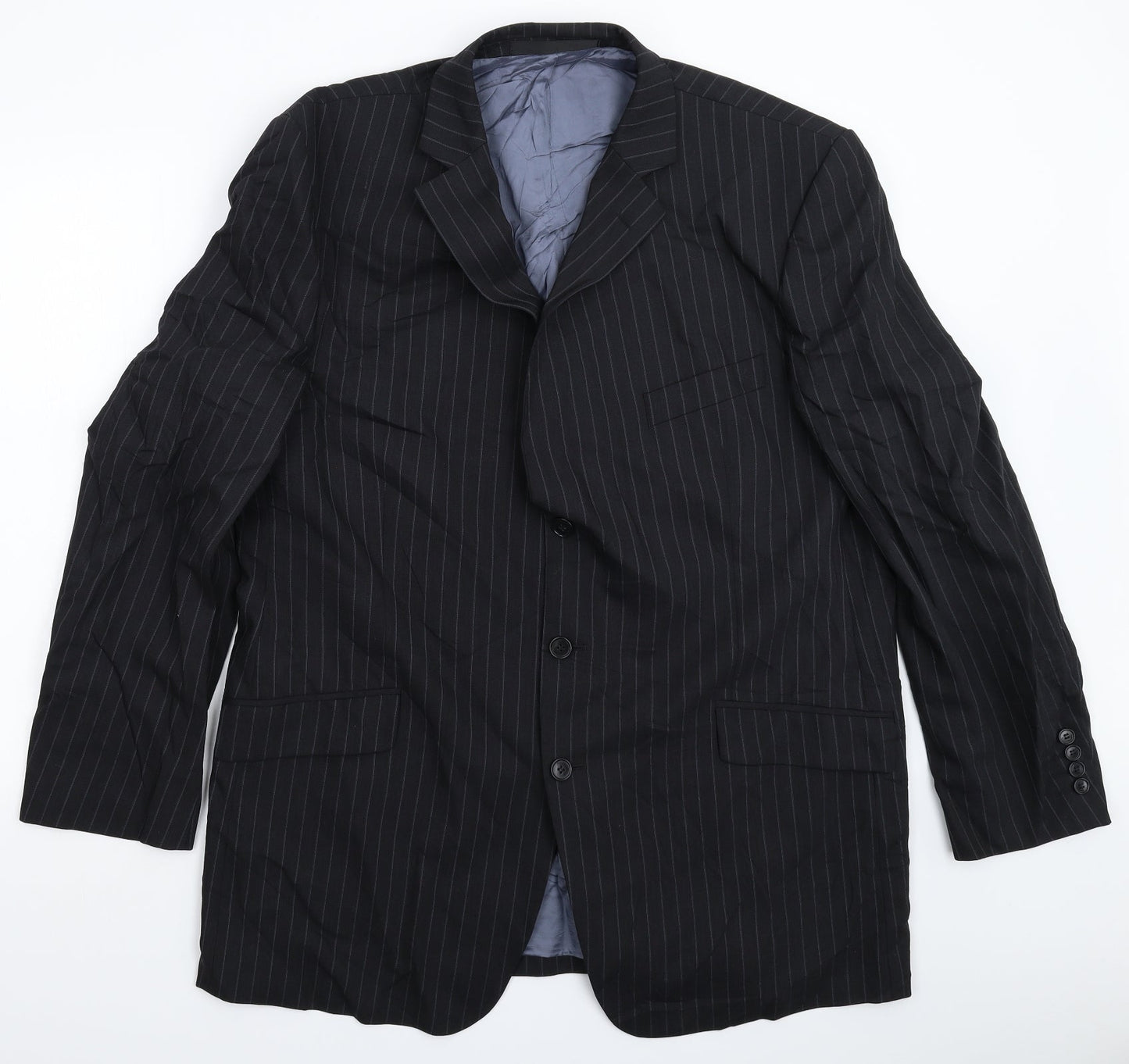 Marks and Spencer Mens Black Striped  Jacket Suit Jacket Size 46