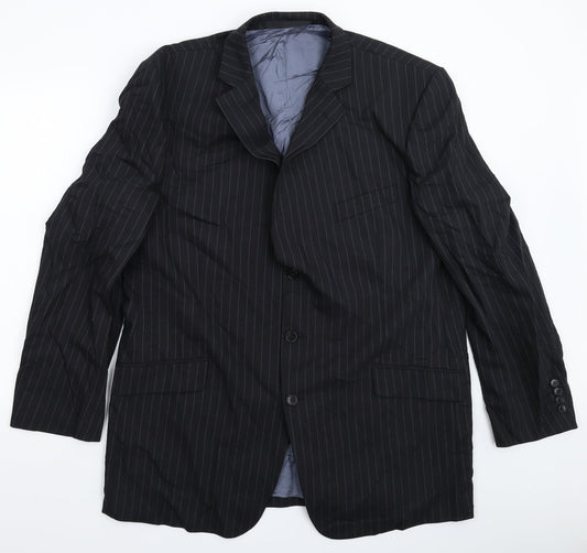 Marks and Spencer Mens Black Striped  Jacket Suit Jacket Size 46