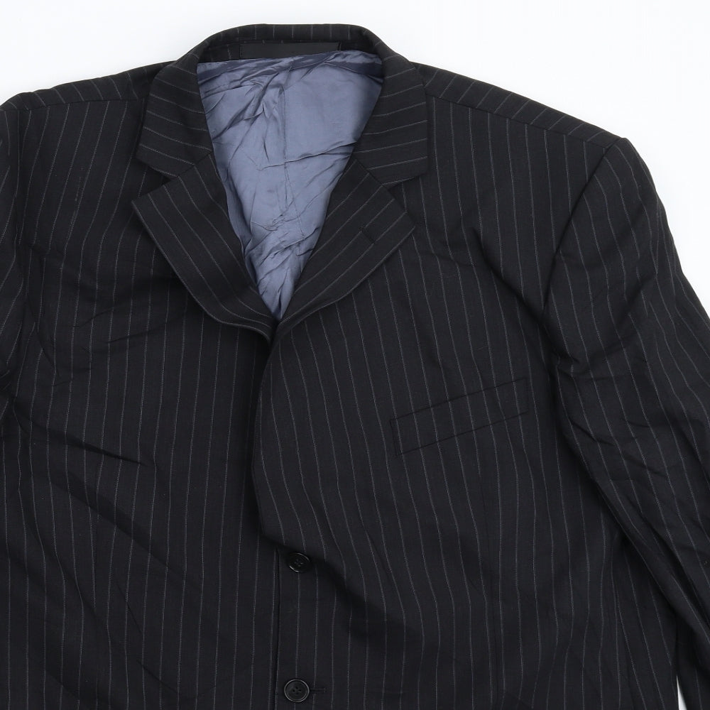 Marks and Spencer Mens Black Striped  Jacket Suit Jacket Size 46