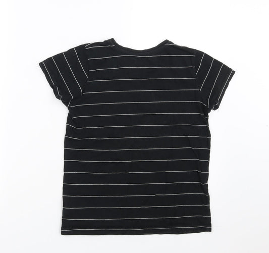 Primark Boys Black Striped  Basic T-Shirt Size 9-10 Years