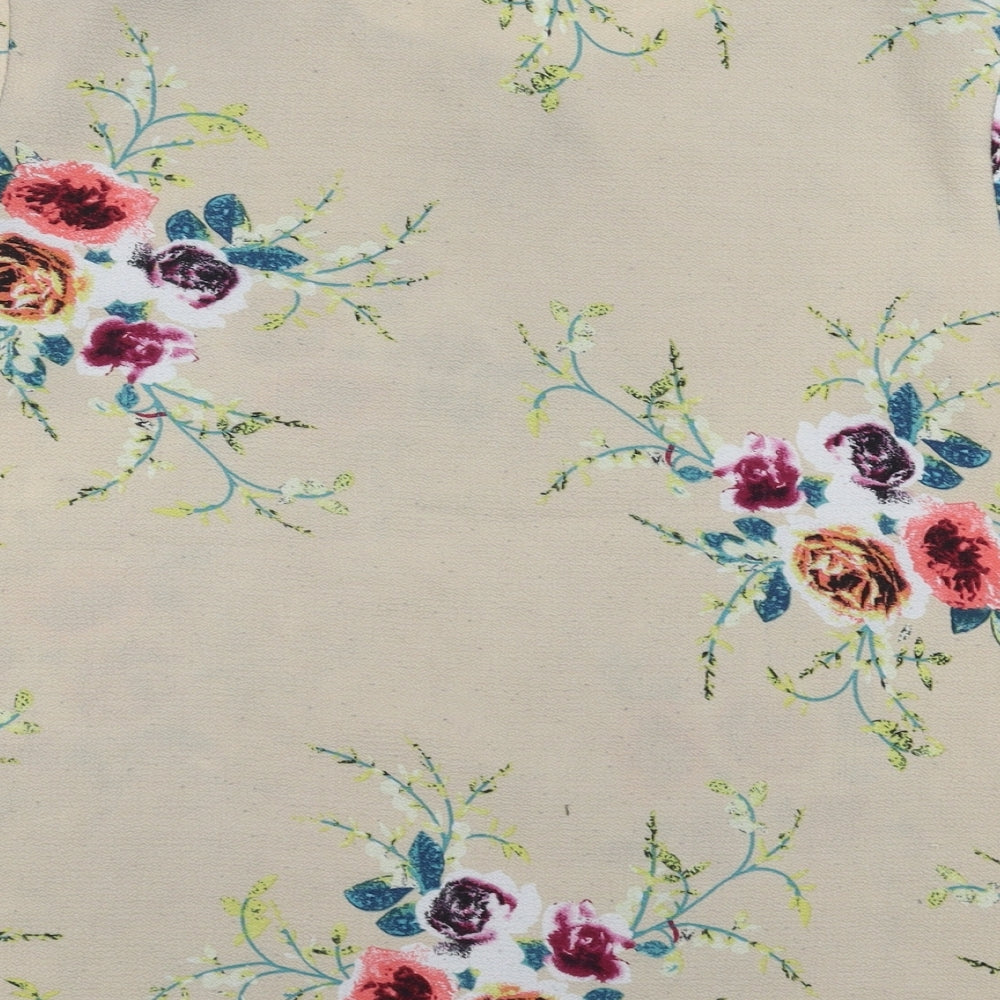 Preworn Womens Beige Floral  Basic Blouse Size XL