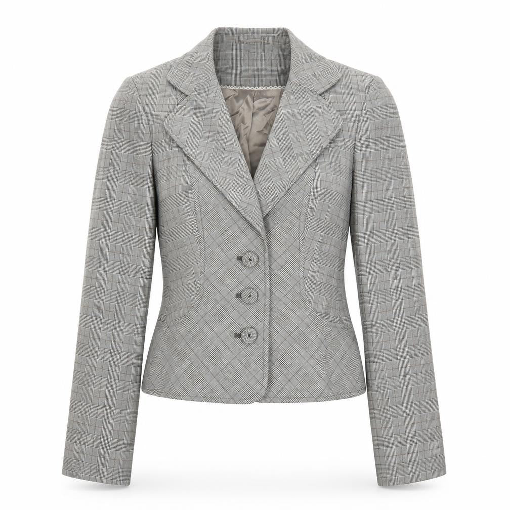M&S Womens Grey Plaid  Jacket Blazer Size 8