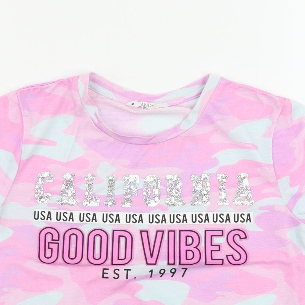Candy  Girls Pink   Basic T-Shirt Size 11 Years