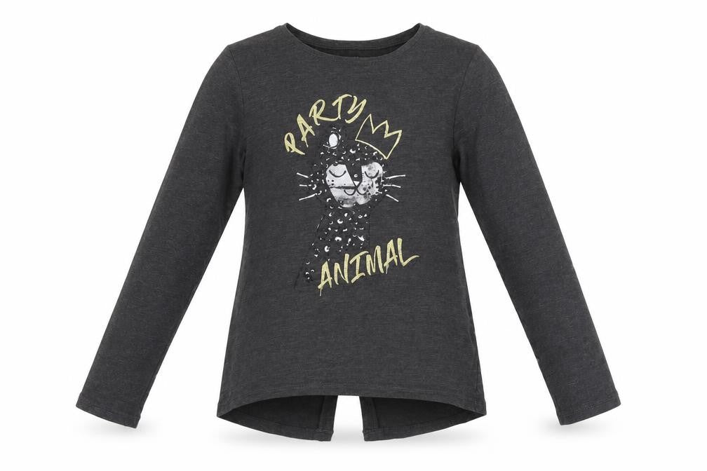 Front view of Matalan girls’ grey basic t-shirt, size 9, years
