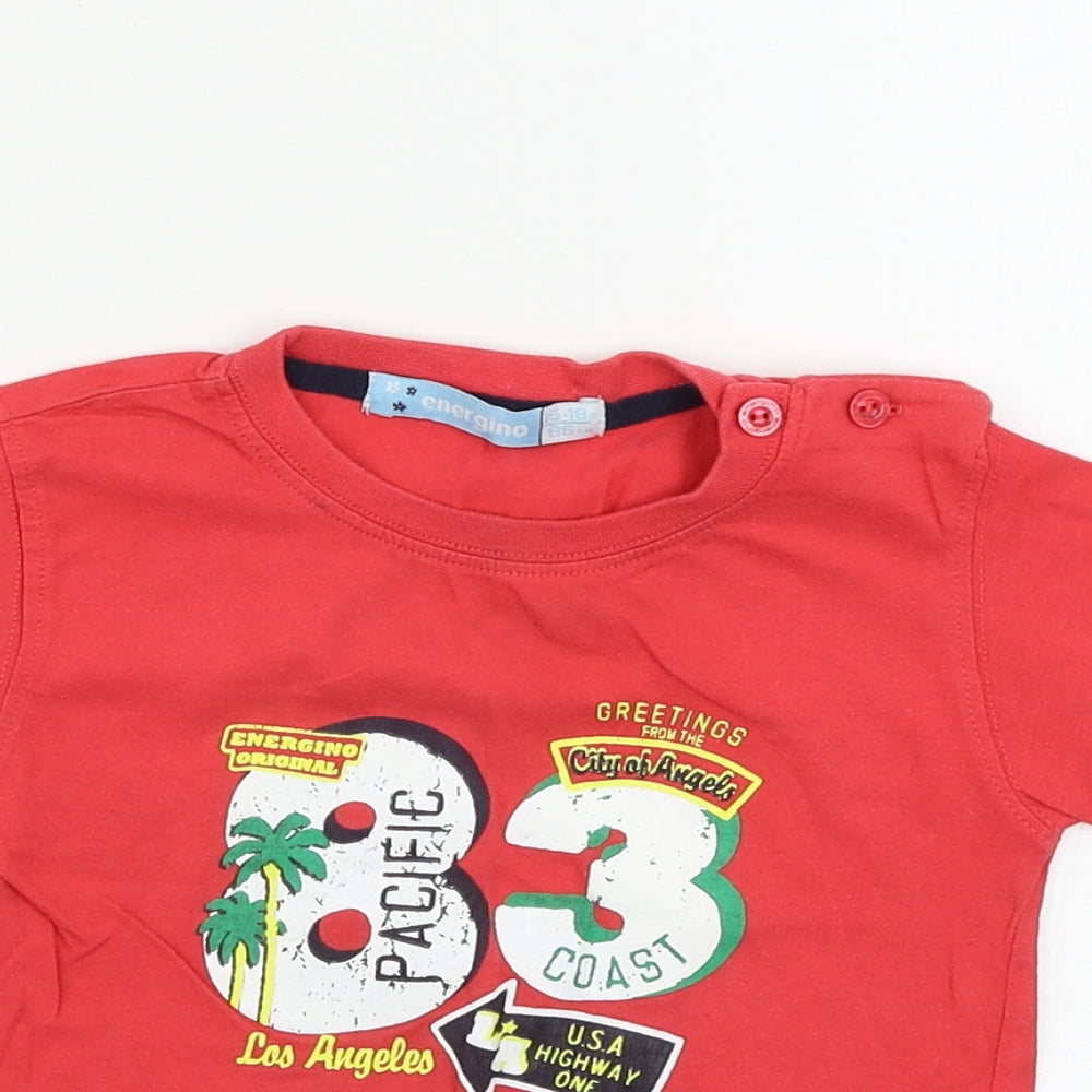 energino Boys Red   Basic T-Shirt Size 12-18 Months