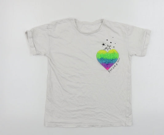 George  Girls White   Basic T-Shirt Size 9-10 Years