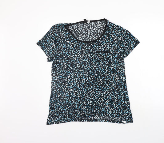 Midnight Womens Black Geometric  Basic T-Shirt Size L