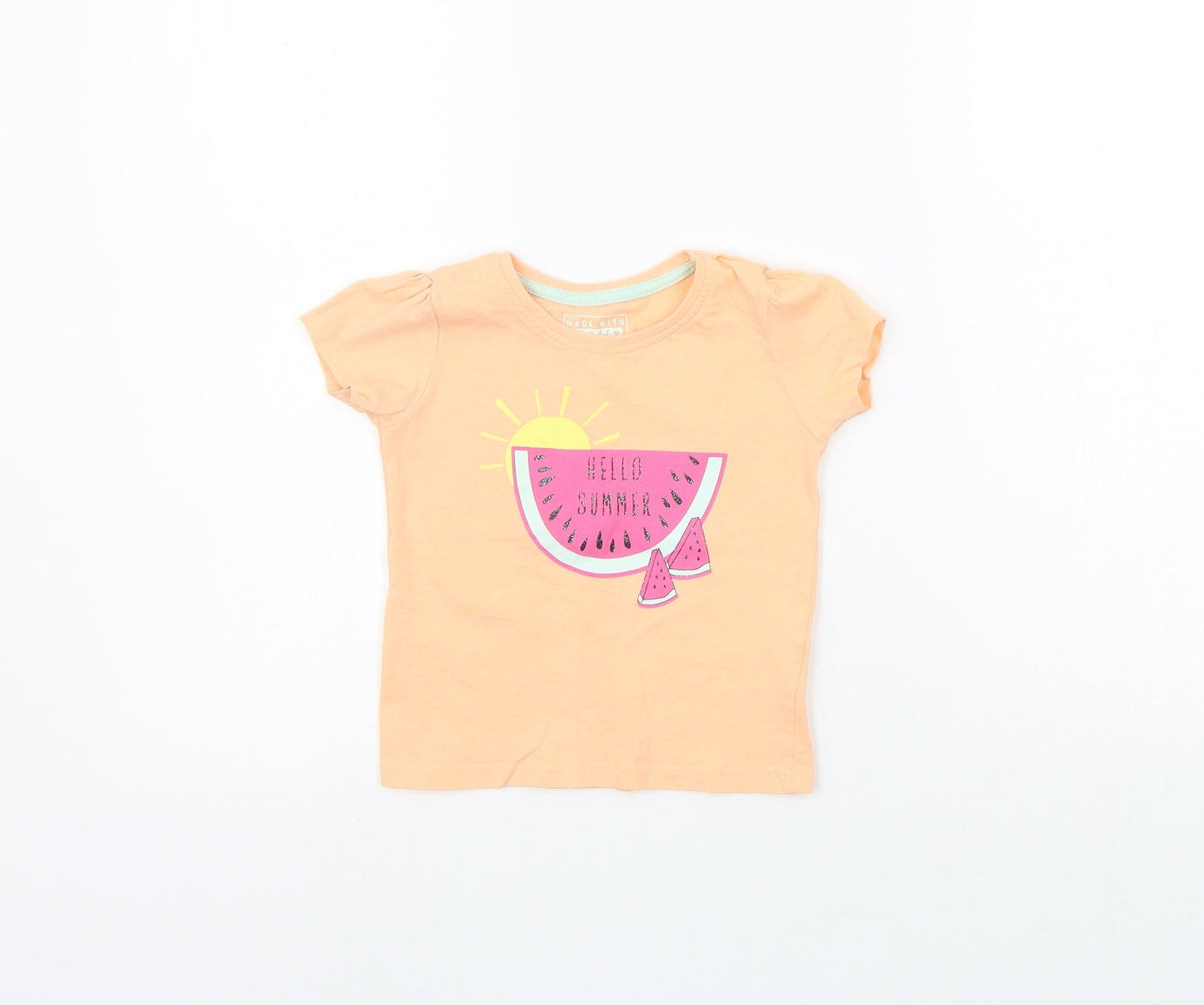 Primark Girls Orange   Basic T-Shirt Size 12-18 Months