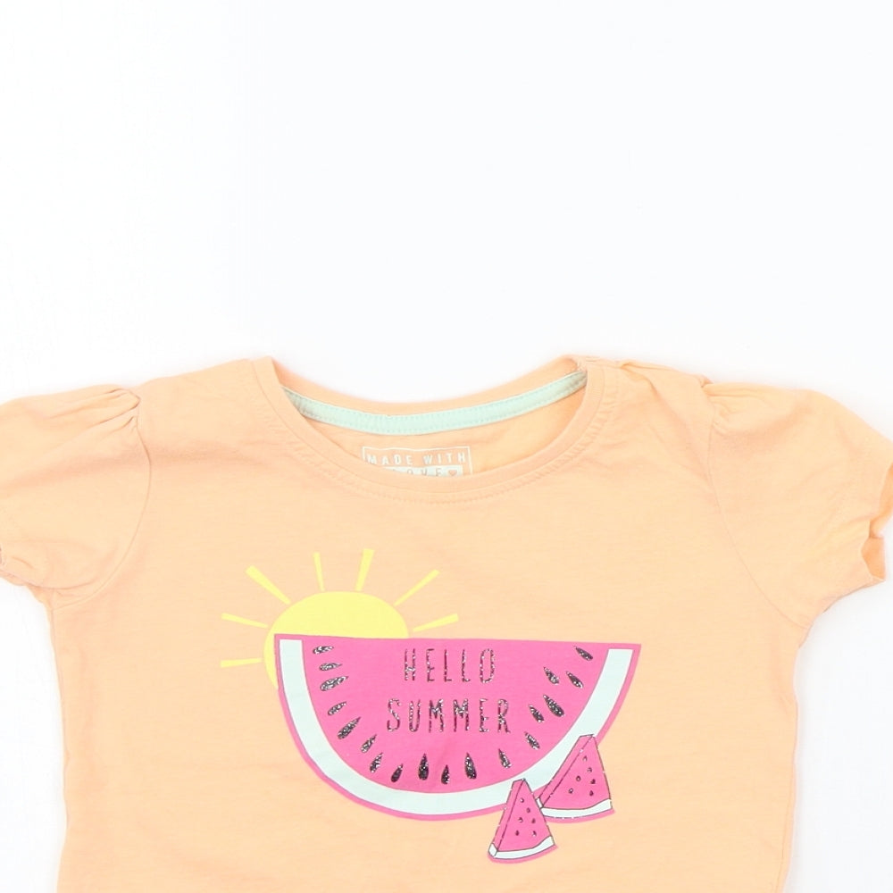 Primark Girls Orange   Basic T-Shirt Size 12-18 Months