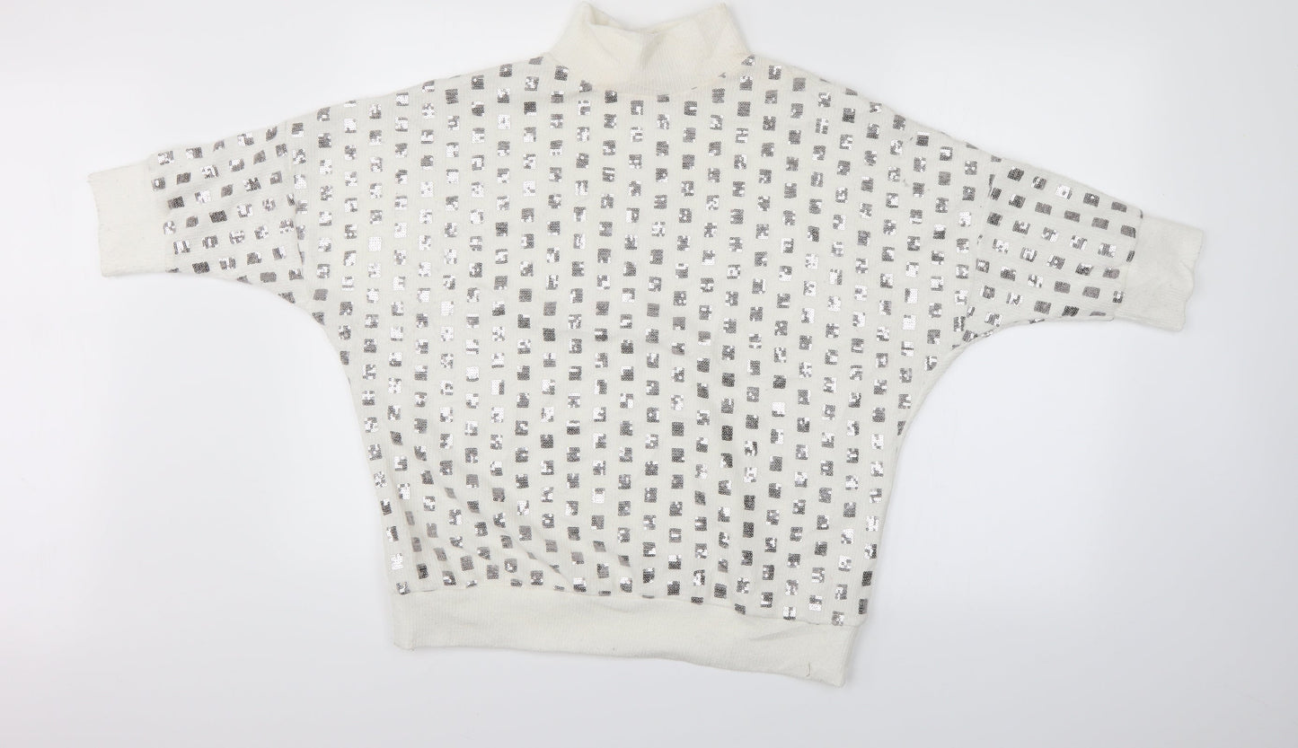 Carla Conte Womens White  Knit Pullover Jumper Size L