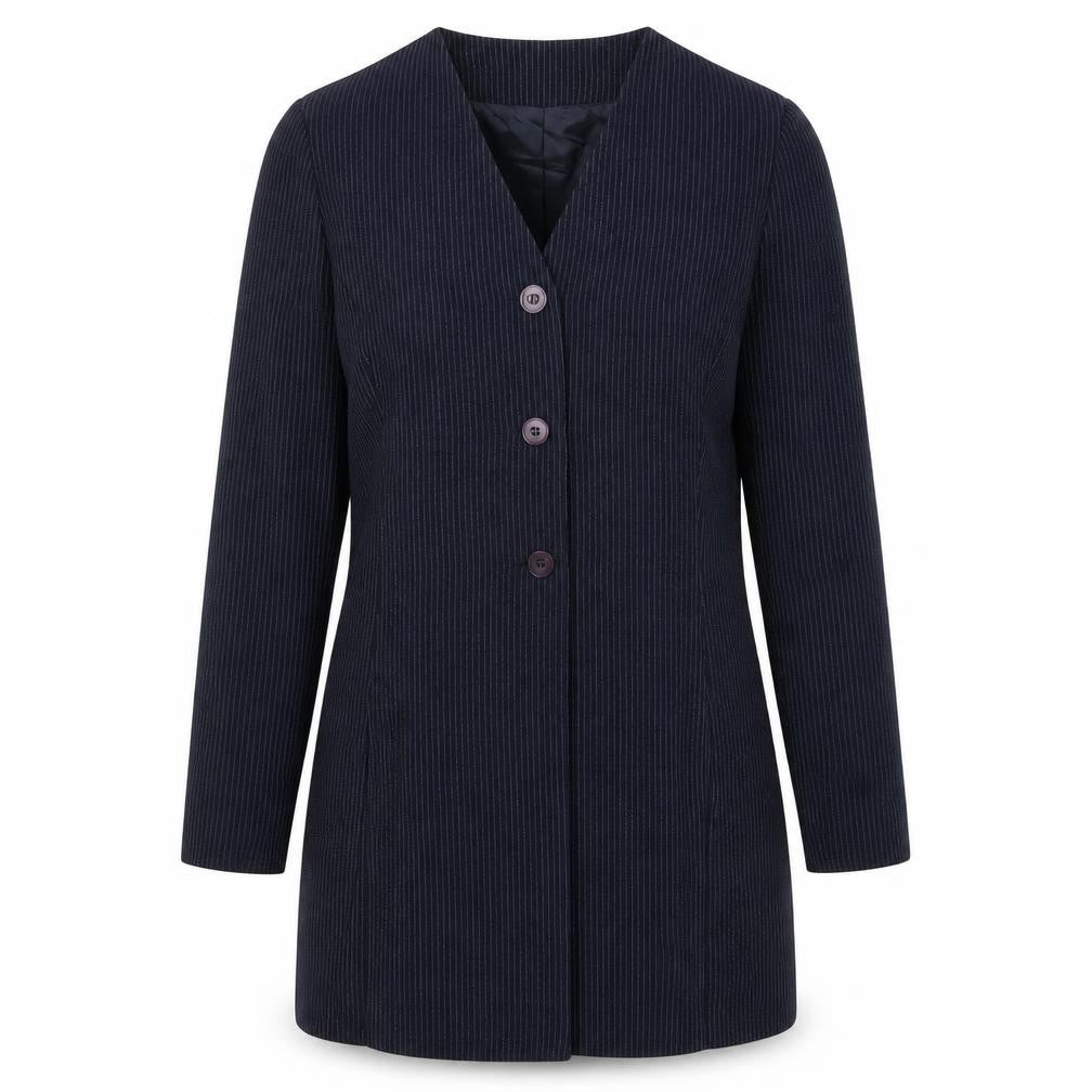 Front view of Roman women’s blue striped jacket blazer, size UK 14