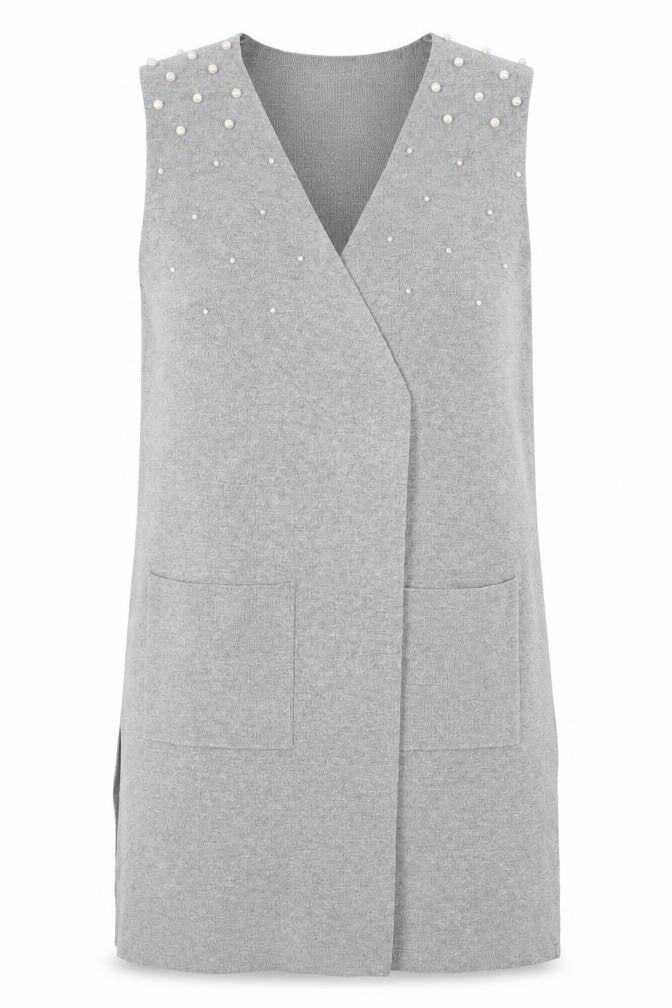 Front view of Astradivarius women’s grey wrap jumper, size M