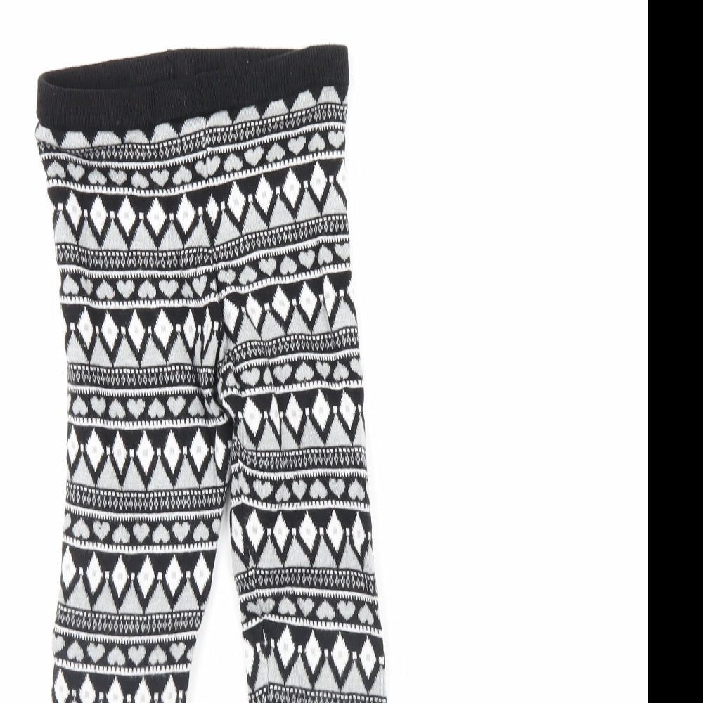 Primark Girls Black Striped  Capri Trousers Size 8 Years