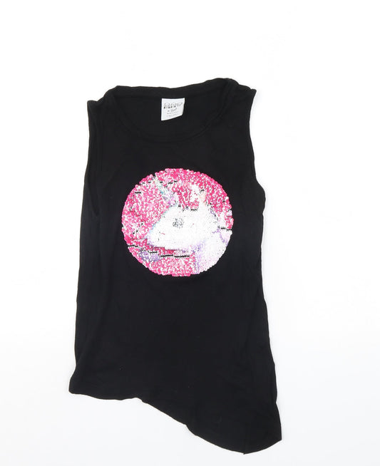 Bravado Girls Black   Basic Tank Size 9 Years  - Unicorn