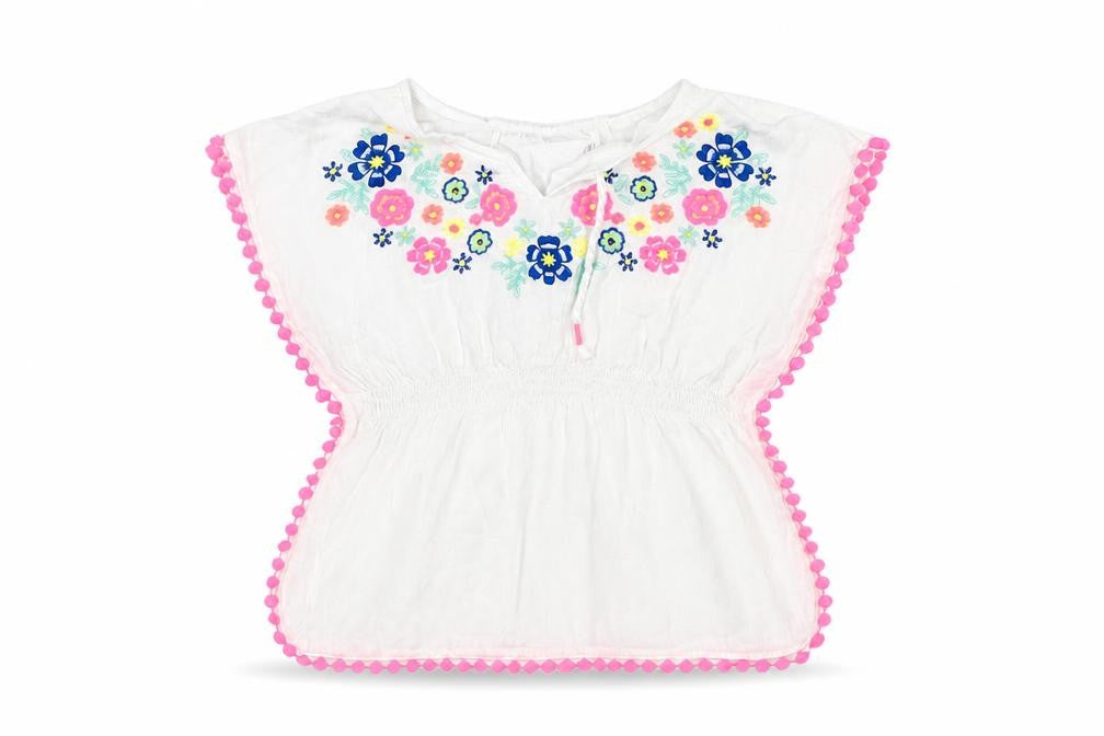 Front view of Epic Threads girls’ white floral basic tank, size 4, years