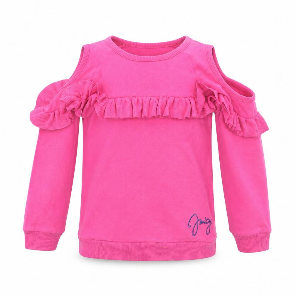 Front view of Juicy Couture girls’ pink jumper, size 4, years