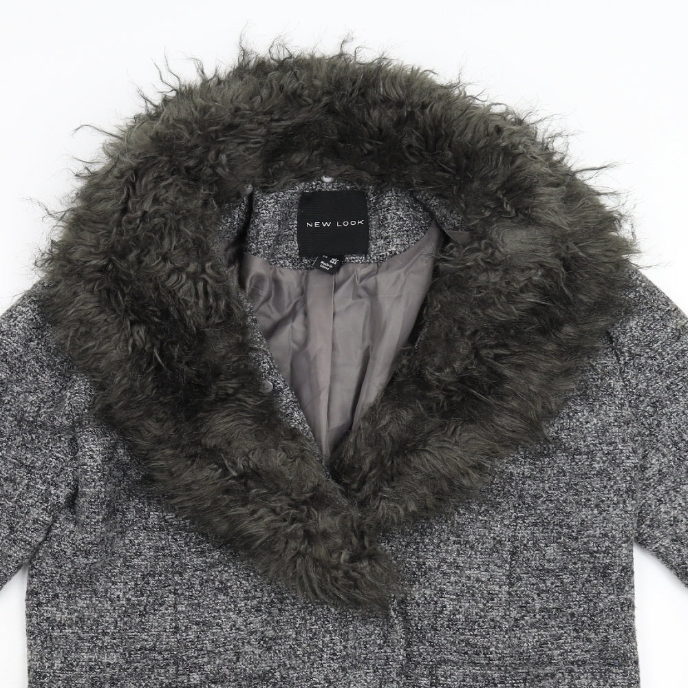 New Look Womens Grey   Overcoat Coat Size 8