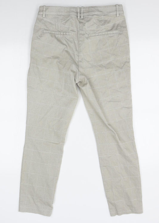 H&M Womens Beige Plaid  Trousers  Size 6 L25 in