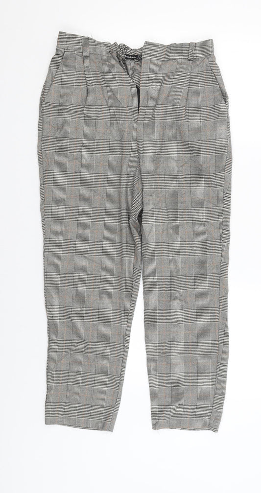 Stradavarius Womens Beige Check  Capri Trousers Size L L25 in
