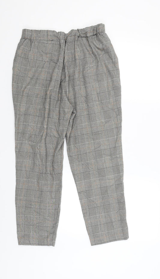 Stradavarius Womens Beige Check  Capri Trousers Size L L25 in