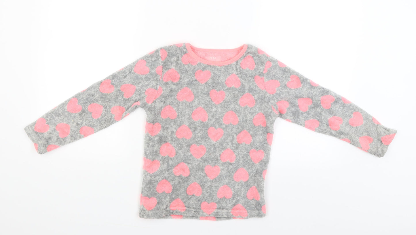 YD Girls Grey Solid  Cami Pyjama Top Size 7-8 Years  - Hearts