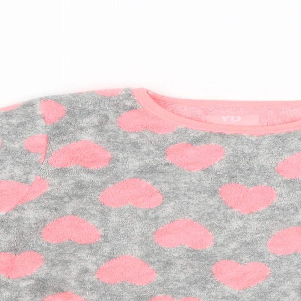 YD Girls Grey Solid  Cami Pyjama Top Size 7-8 Years  - Hearts
