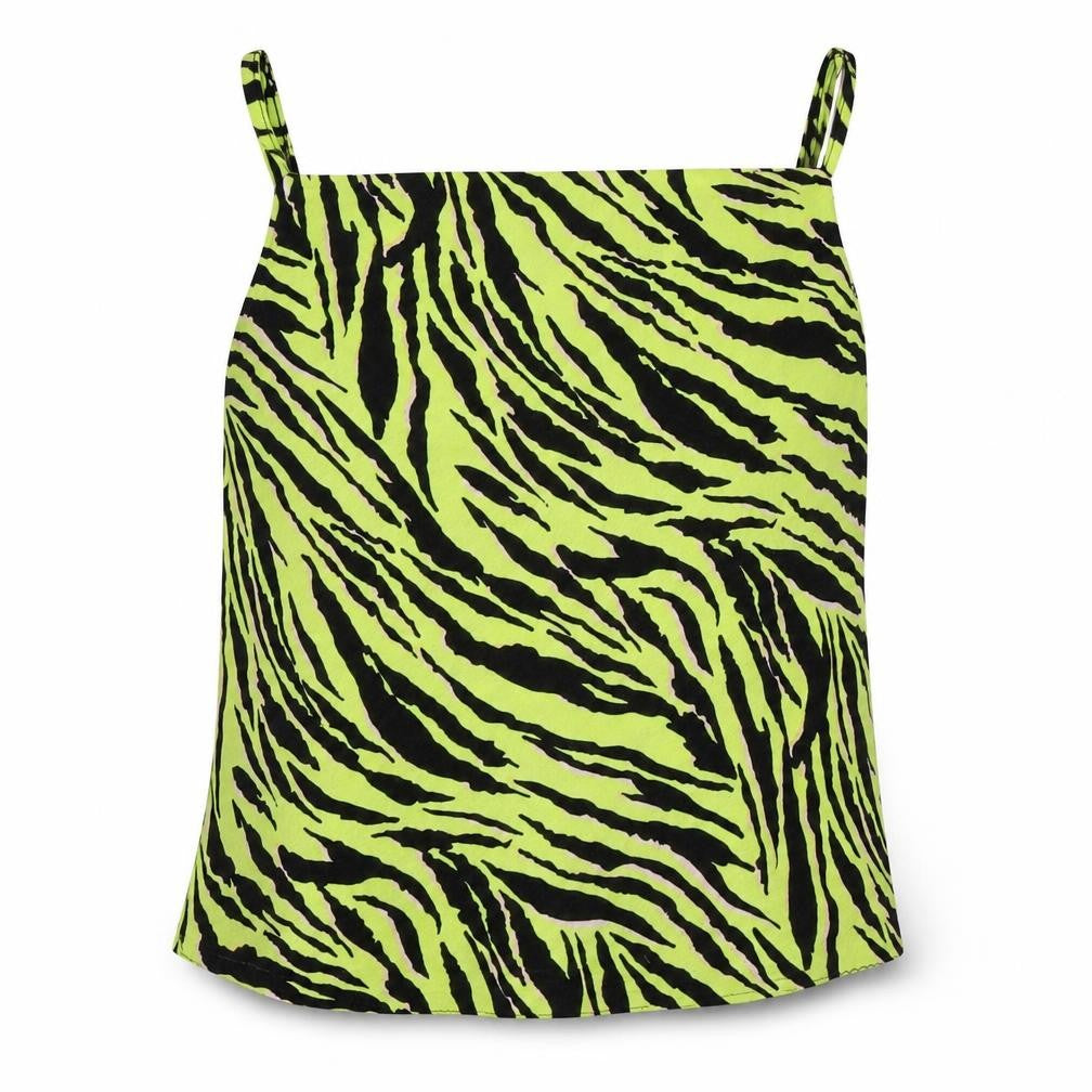 Front view of Miss Selfridge women’s green animal print basic blouse, size UK 10