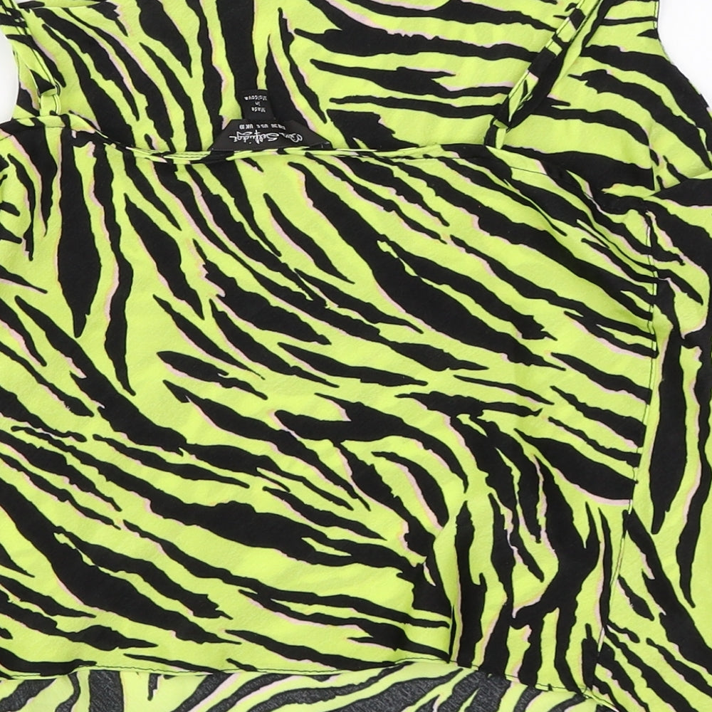 Miss Selfridge Womens Green Animal Print  Basic Blouse Size 10