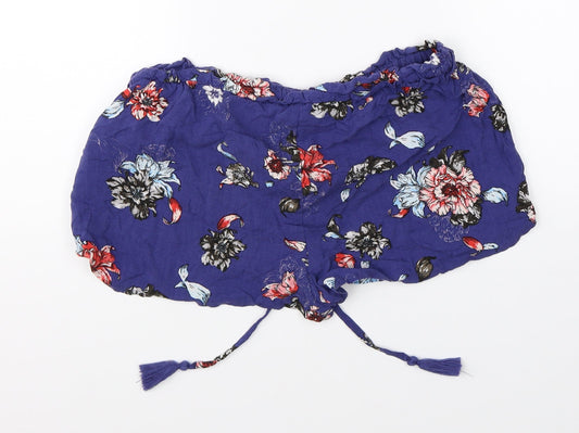 Primark Womens Blue Floral  Hot Pants Shorts Size 10