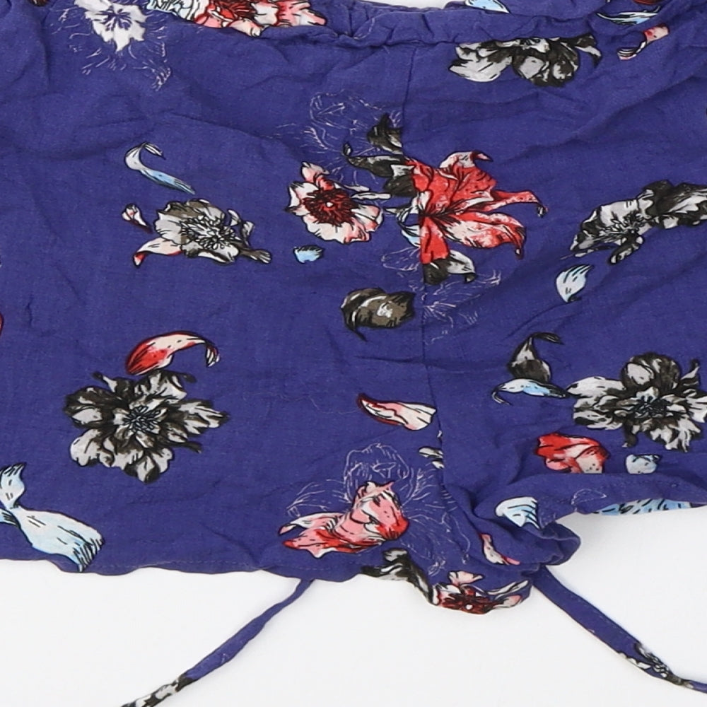 Primark Womens Blue Floral  Hot Pants Shorts Size 10
