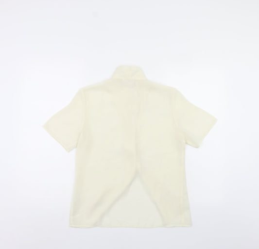 Petite Womens Ivory Floral  Basic Button-Up Size 8